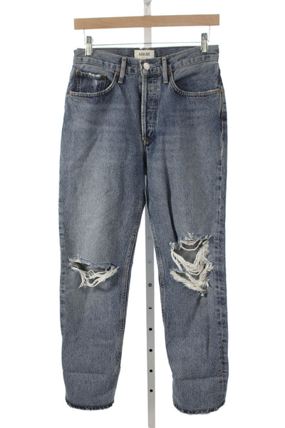 Agolde Womens Straight Blue Jeans 100% Cotton Mid Rise Button Size 26