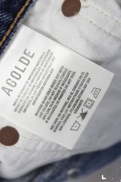 Agolde Womens Straight Blue Jeans 100% Cotton Mid Rise Button Size 26