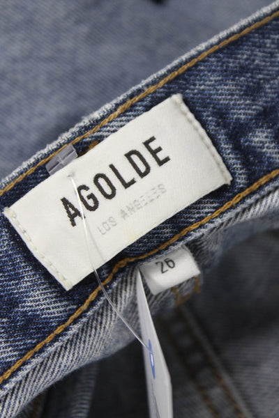Agolde Womens Straight Blue Jeans 100% Cotton Mid Rise Button Size 26