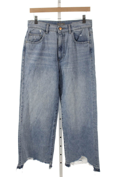 DL1961 Womens Wide Leg Jeans Blue High Rise Button 100% Cotton Size 27