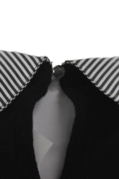 J Crew Women Collared Merino Wool Pullover Black Long Sleeve Size M