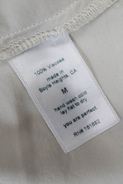 Perfect White Tee Women Basic Ivory Viscose Crew Neck T-Shirt Size M