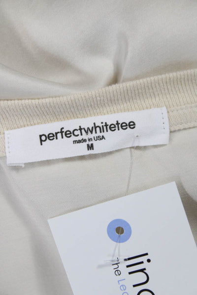 Perfect White Tee Women Basic Ivory Viscose Crew Neck T-Shirt Size M
