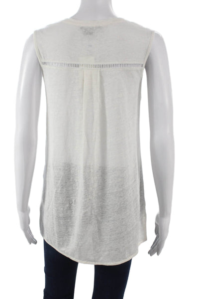 Vince Womens Tunic Tank Linen White Sleeveless Round Neck Petites Size S