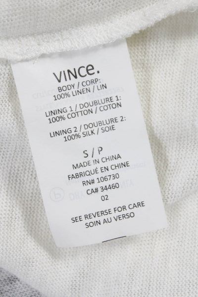 Vince Womens Tunic Tank Linen White Sleeveless Round Neck Petites Size S