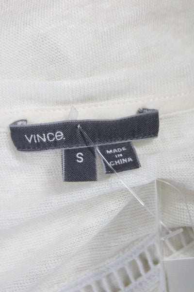 Vince Womens Tunic Tank Linen White Sleeveless Round Neck Petites Size S