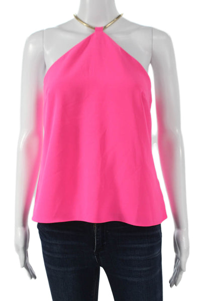 Amanda Uprichard Women Pink Halter Sleeveless Blouse Hook & Eye Size S