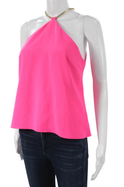Amanda Uprichard Women Pink Halter Sleeveless Blouse Hook & Eye Size S