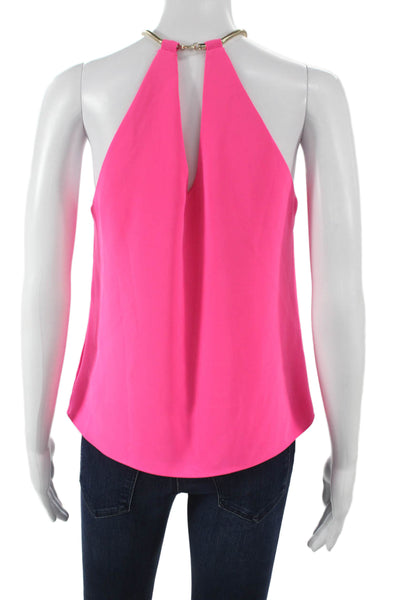 Amanda Uprichard Women Pink Halter Sleeveless Blouse Hook & Eye Size S