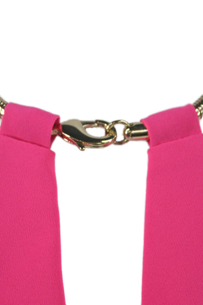Amanda Uprichard Women Pink Halter Sleeveless Blouse Hook & Eye Size S