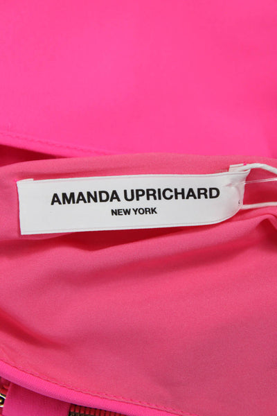 Amanda Uprichard Women Pink Halter Sleeveless Blouse Hook & Eye Size S