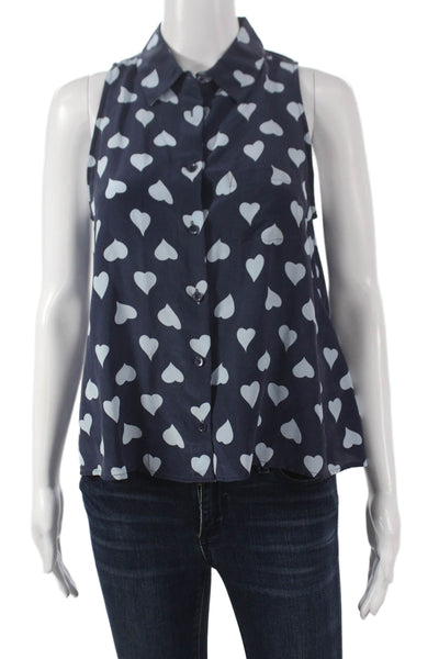 Equipment Femme Womens Basic Silk Sleeveless Blouse Blue Size S
