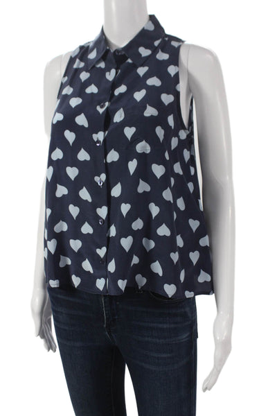 Equipment Femme Womens Basic Silk Sleeveless Blouse Blue Size S