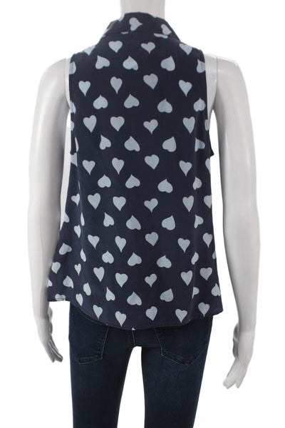 Equipment Femme Womens Basic Silk Sleeveless Blouse Blue Size S
