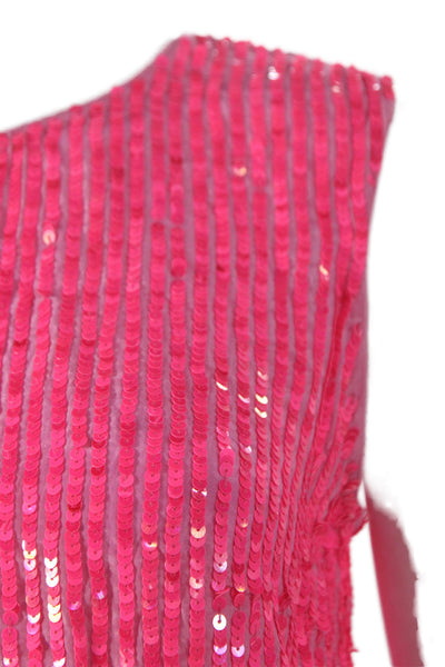 Velvet Womens Pink Striped Viscose Tank Round Neck Button Size S