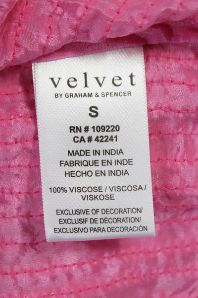 Velvet Womens Pink Striped Viscose Tank Round Neck Button Size S