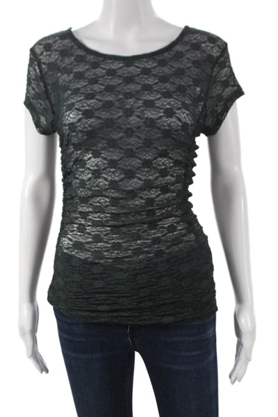Intimately Free People Womens Floral Scoop Neck Short Sleeve Blouse Size M