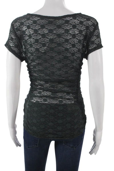 Intimately Free People Womens Floral Scoop Neck Short Sleeve Blouse Size M