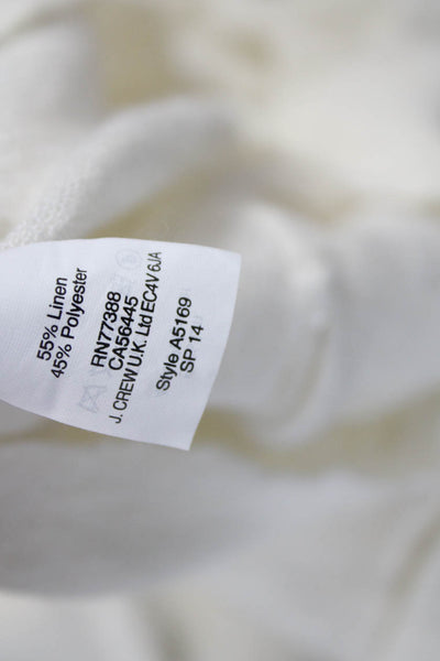 J Crew Womens V Neck White Linen Blend Cardigan Long Sleeve Size S