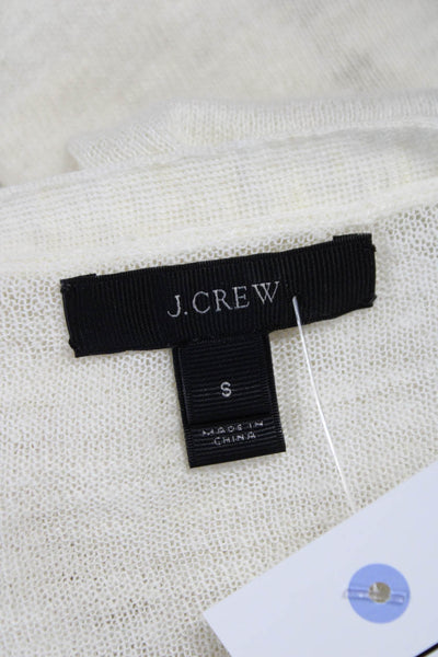 J Crew Womens V Neck White Linen Blend Cardigan Long Sleeve Size S
