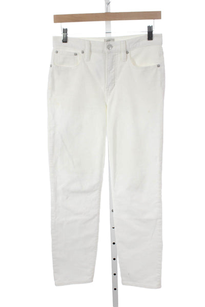 J Crew Womens White Straight Pants Cotton Blend Low Rise Size 26