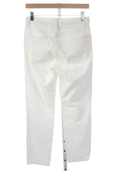 J Crew Womens White Straight Pants Cotton Blend Low Rise Size 26