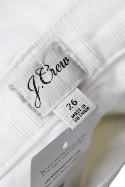 J Crew Womens White Straight Pants Cotton Blend Low Rise Size 26
