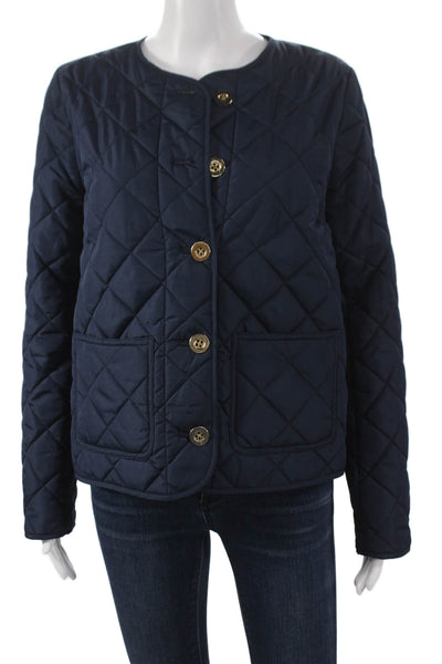 Charter Club Womens Quilted Jacket Blue Polyester Petite Size XS