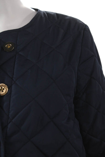 Charter Club Womens Quilted Jacket Blue Polyester Petite Size XS