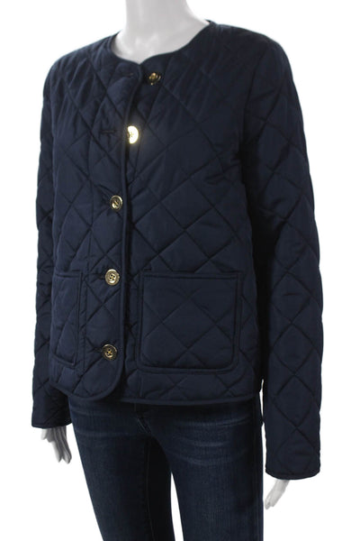 Charter Club Womens Quilted Jacket Blue Polyester Petite Size XS