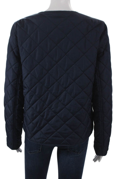 Charter Club Womens Quilted Jacket Blue Polyester Petite Size XS