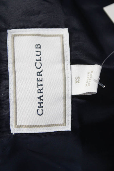 Charter Club Womens Quilted Jacket Blue Polyester Petite Size XS