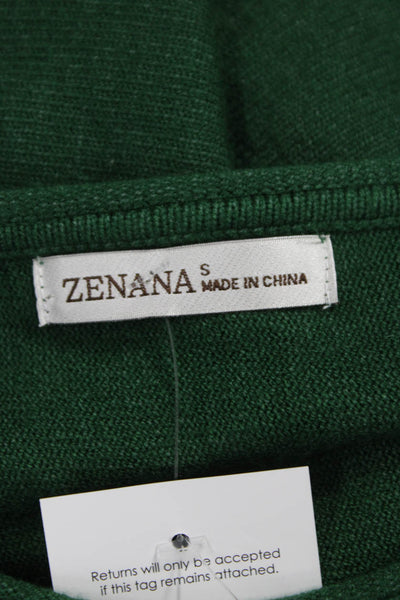 Zenana Outfitters Women Green Pullover Sweater Long Sleeve Size S