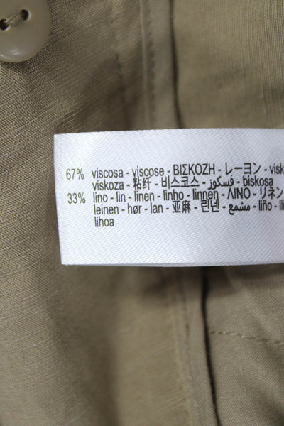 Zara Womens Cropped Brown Viscose Pants Zip Size S