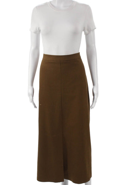 Celina's Women Straight Pencil Midi Skirt Brown Polyester Zip Size 46