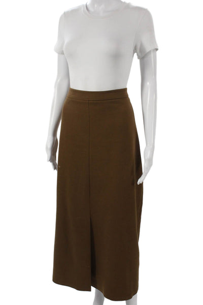 Celina's Women Straight Pencil Midi Skirt Brown Polyester Zip Size 46