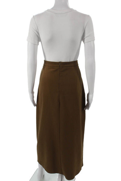 Celina's Women Straight Pencil Midi Skirt Brown Polyester Zip Size 46