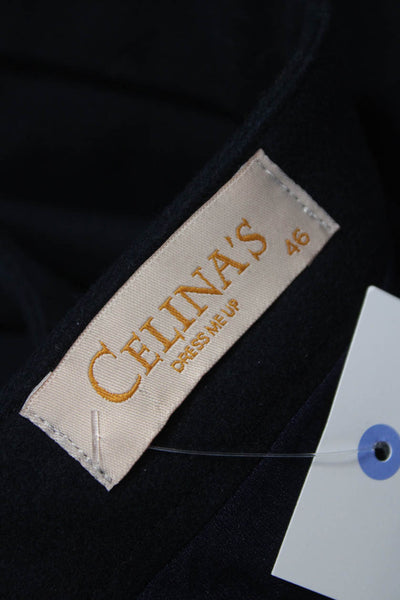 Celina's Womens Straight Pencil Skirt Black Midi Zip Polyester Size 46