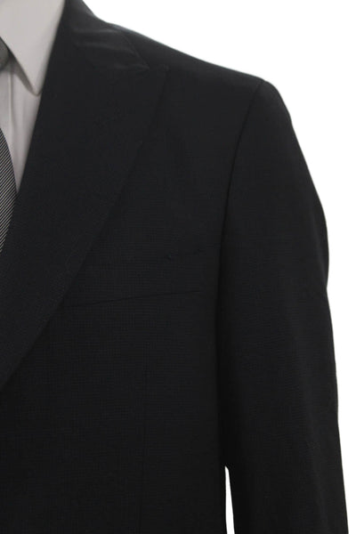 San Remo Mens 2 Piece Suit Black Wool Buttoned Solid Size 42 Short