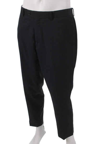 San Remo Mens 2 Piece Suit Black Wool Buttoned Solid Size 42 Short