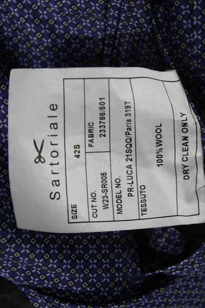 San Remo Mens 2 Piece Suit Black Wool Buttoned Solid Size 42 Short