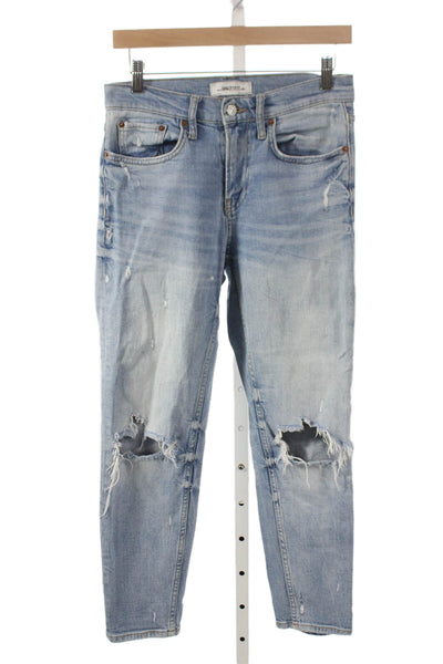 Zara Woman Womens Boyfriend Jeans Blue Mid Rise Cotton Size 2