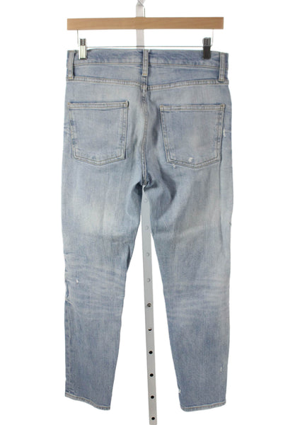 Zara Woman Womens Boyfriend Jeans Blue Mid Rise Cotton Size 2