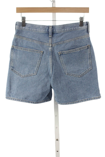 COS Womens Mom Shorts Blue Cotton Blend Button Solid Spring Size 34