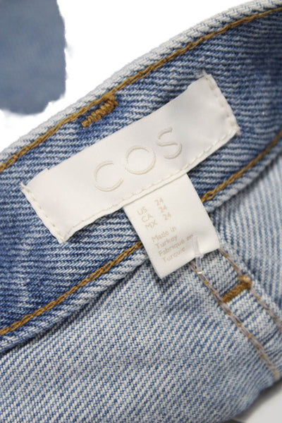 COS Womens Mom Shorts Blue Cotton Blend Button Solid Spring Size 34