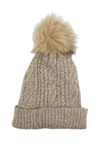 Hat Attack Unisex Adults Knit Pom Pom Beanie Hat Brown