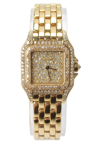 Cartier Womens Panthere Diamond Watch 18k Yellow Gold Quartz 70g