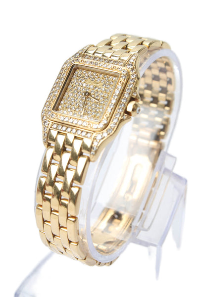 Cartier Womens Panthere Diamond Watch 18k Yellow Gold Quartz 70g