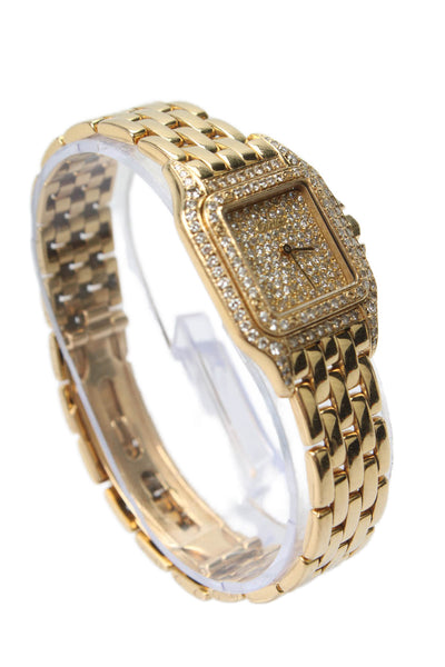 Cartier Womens Panthere Diamond Watch 18k Yellow Gold Quartz 70g