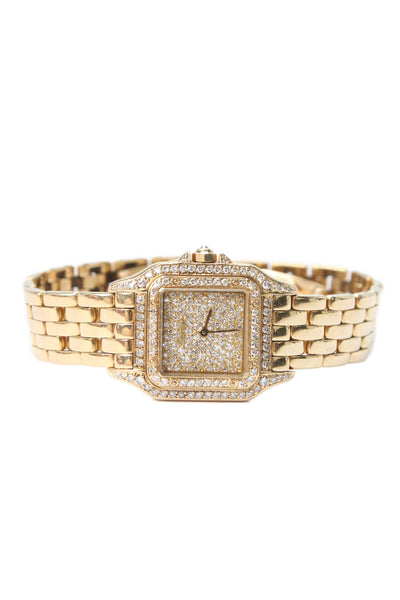 Cartier Womens Panthere Diamond Watch 18k Yellow Gold Quartz 70g